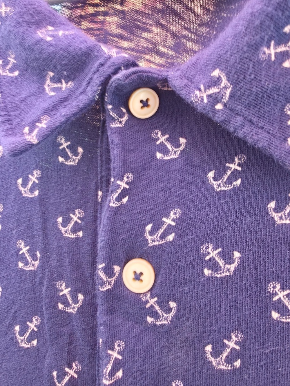 Unique Vintage Polo Ralph Lauren 2003 Anchor-Print Pocket Polo Shirt 6XB, Navy